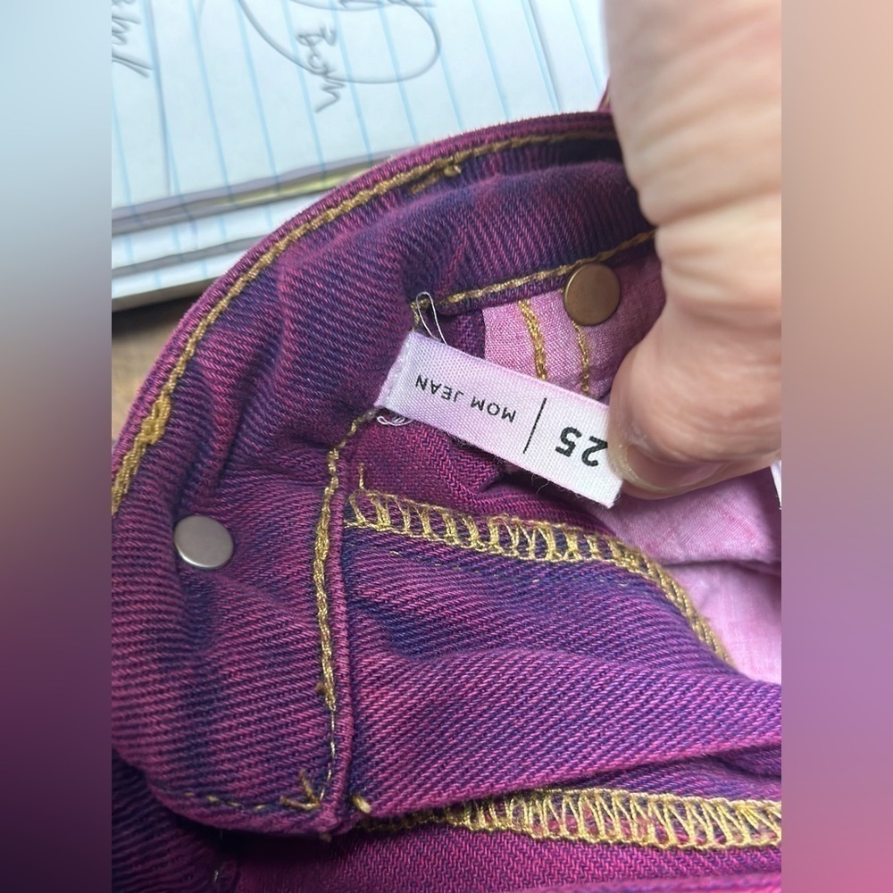 Pacsun mom jeans 25 14”waist 10-1/2 rise 27”inseam-purple preowned great conditi - Picture 7 of 7